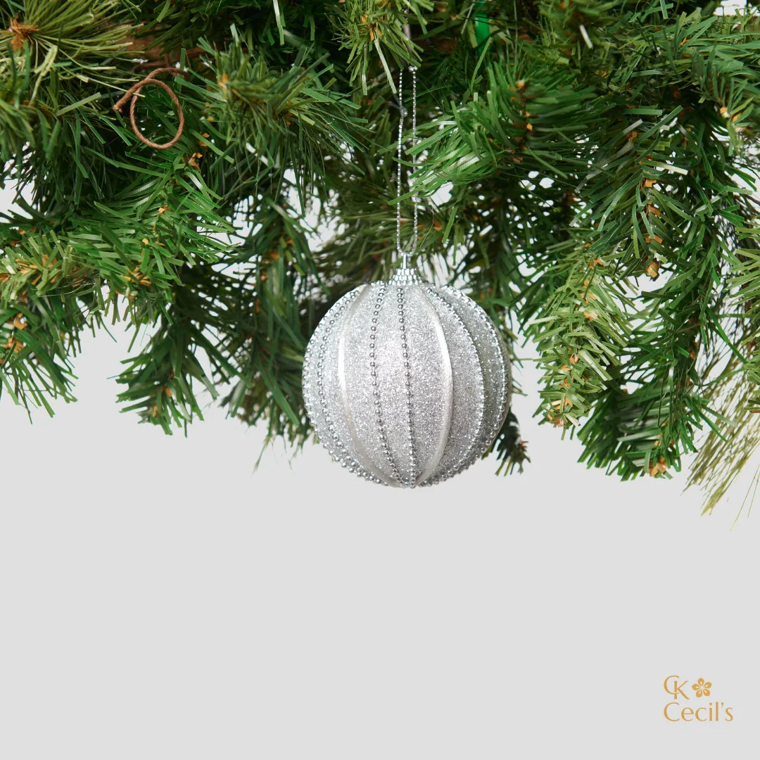 Pelota navidad PLATEADA x6