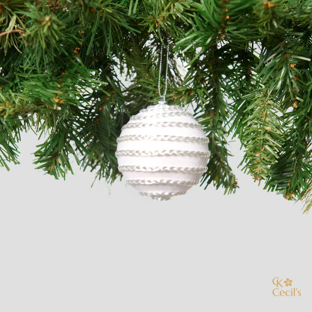 Pelota navidad BLANCA y PLATEADa x6
