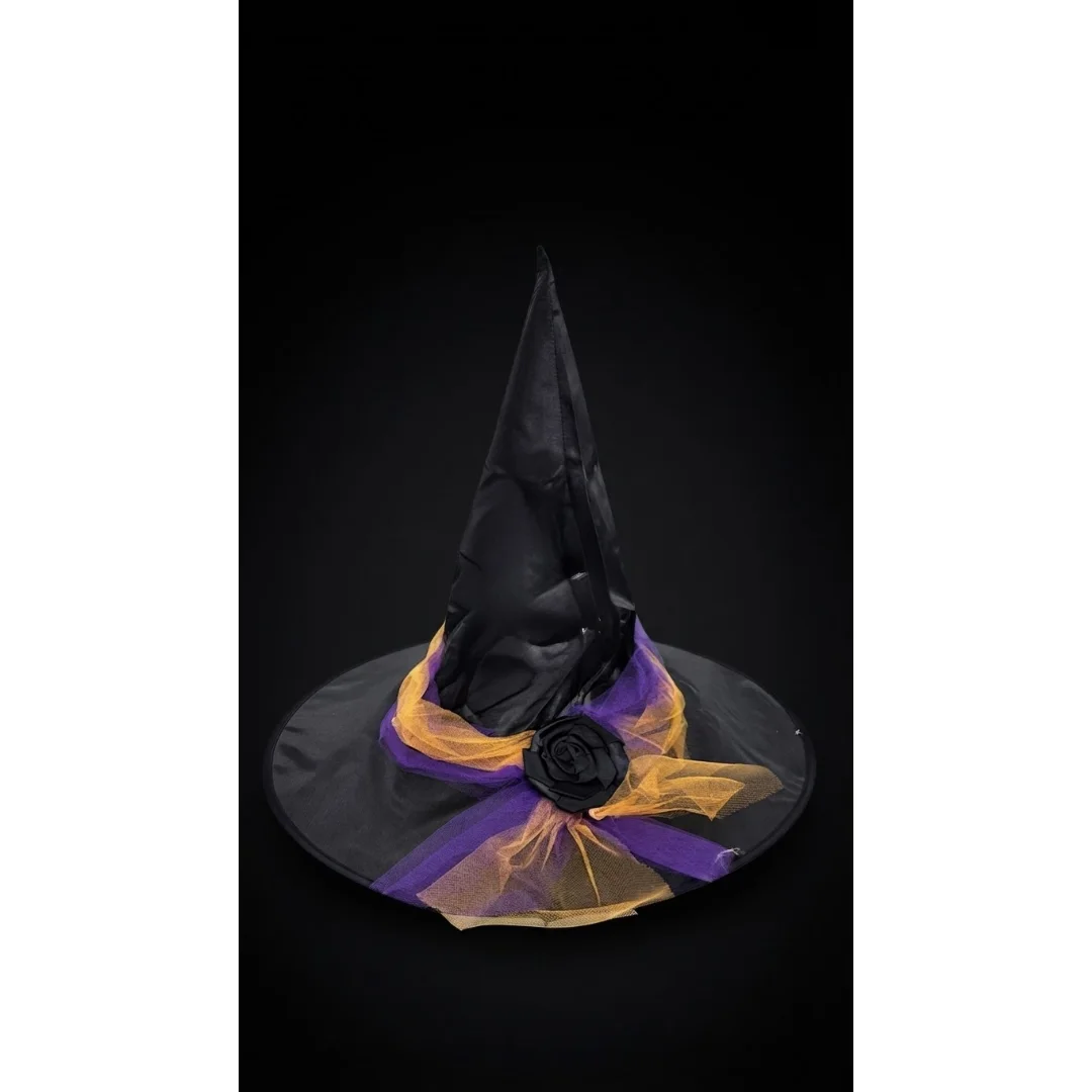 Sombrero bruja con tul multicolor